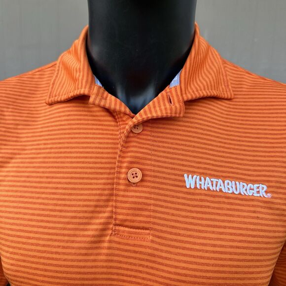 Whataburger Crew Polo Shirt Size Small‎ Stripe Embroidered Logo Employee Uniform - Picture 3 of 8